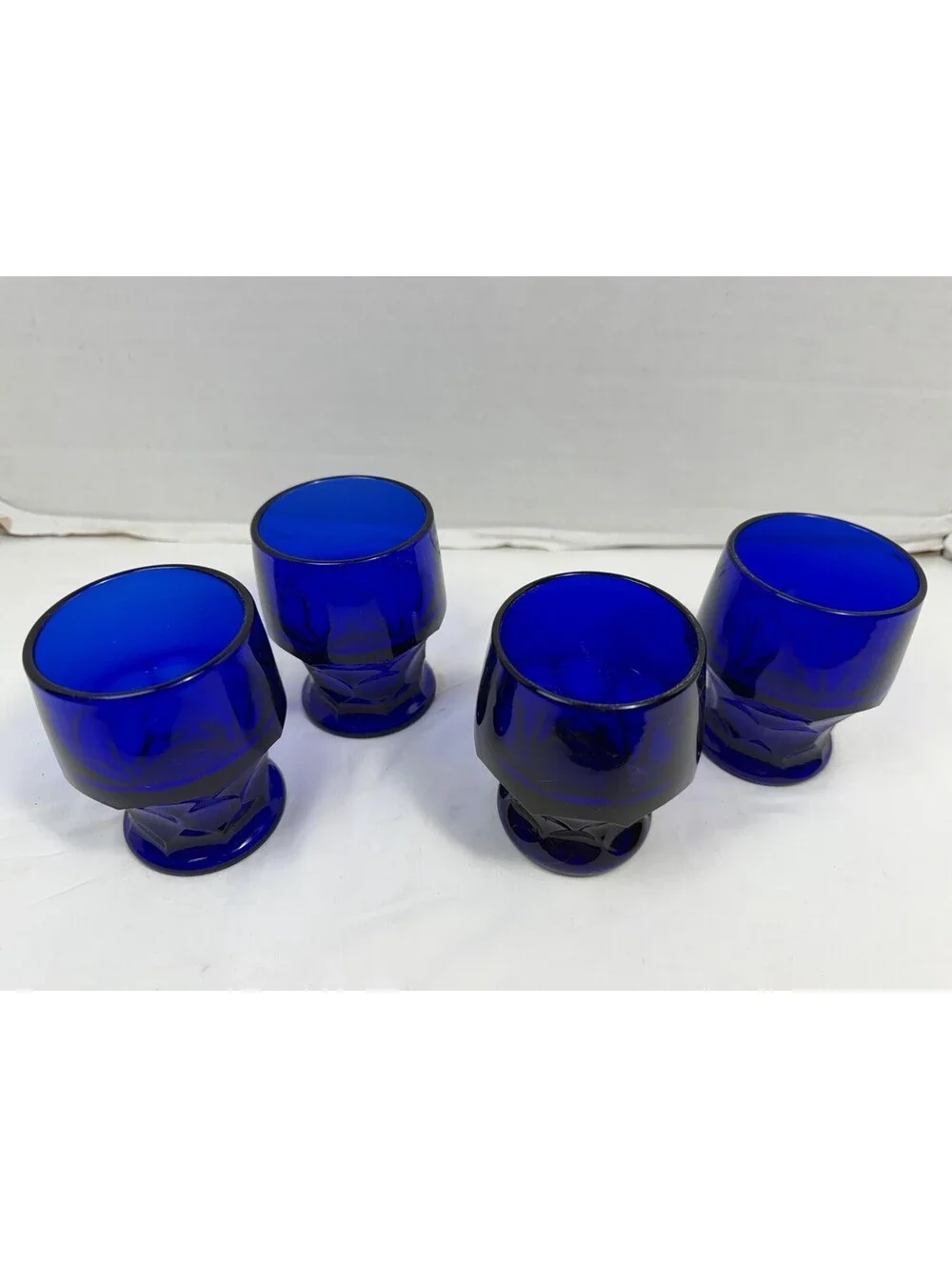 Vintage Viking Glass Georgian Cobalt Blue 10oz Tumbler Drinking Glasses Set of 4